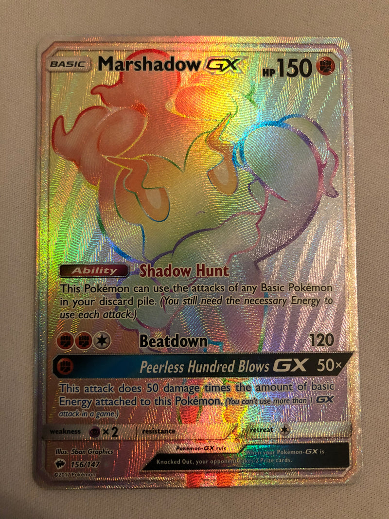 Marshadow GX 156/147 Holo Rare Burning Shadows Pokemon Card Near Mint