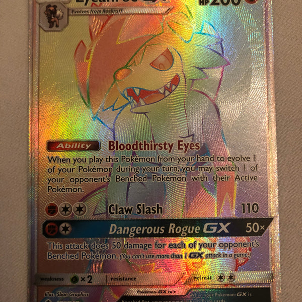 lycanroc gx pokemon card Lycanroc GX 156/145 Guardians Rising Secret Rainbow Rare Pokemon Card