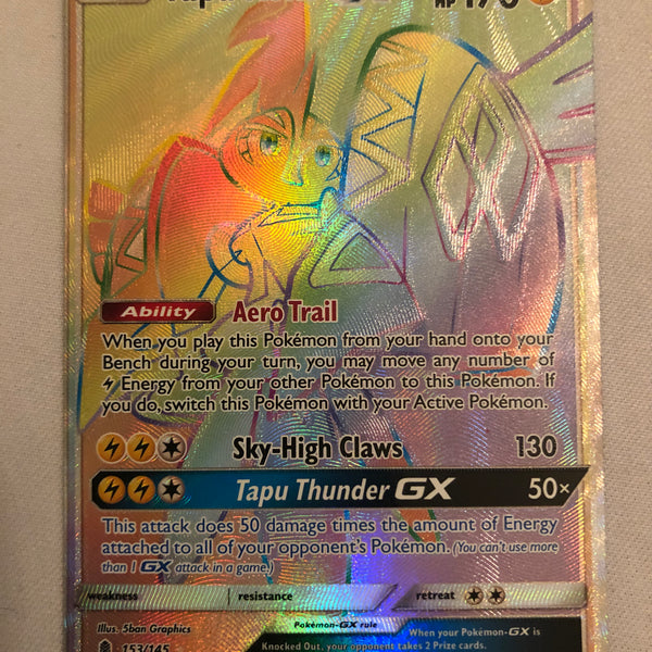 Tapu Koko GX 153/145 Rainbow Secret Rare Pokemon Card Near Mint