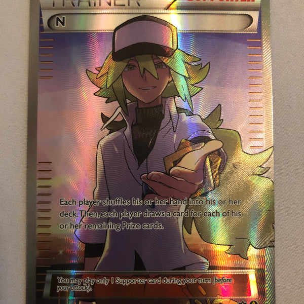 full art n pokemon card N 105a/124 Trainer Supporter Holo Alternate Art Pokemon Card Near Mint