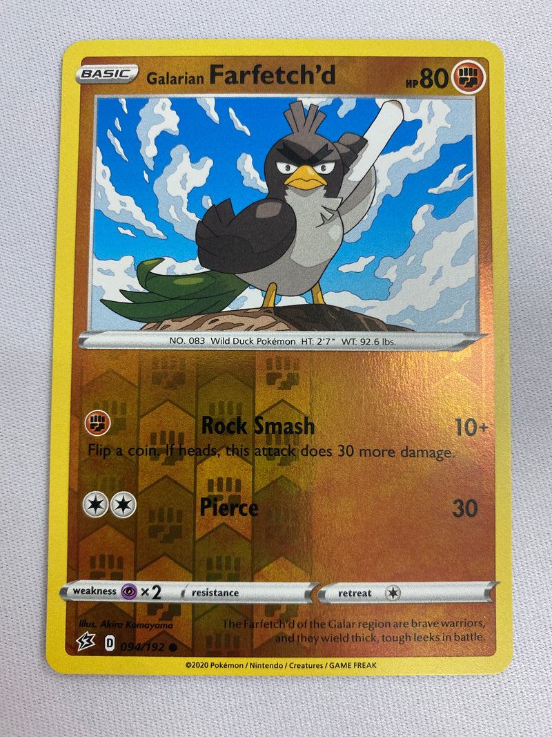 Galarian Farfetch'd 094/192  Rebel Clash Reverse Holo Pokemon Card NM