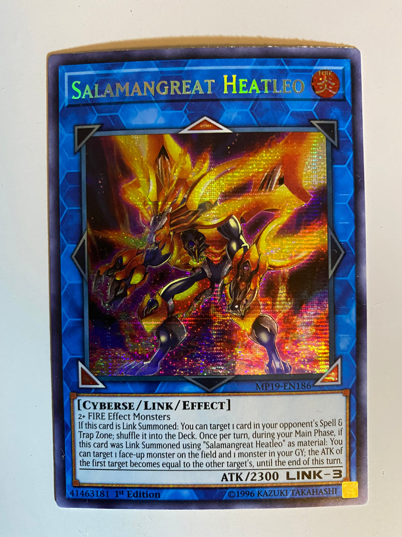 Yugioh Salamangreat Heatleo MP19-EN186 Prismatic Secret Rare 1st Edition Near Mint
