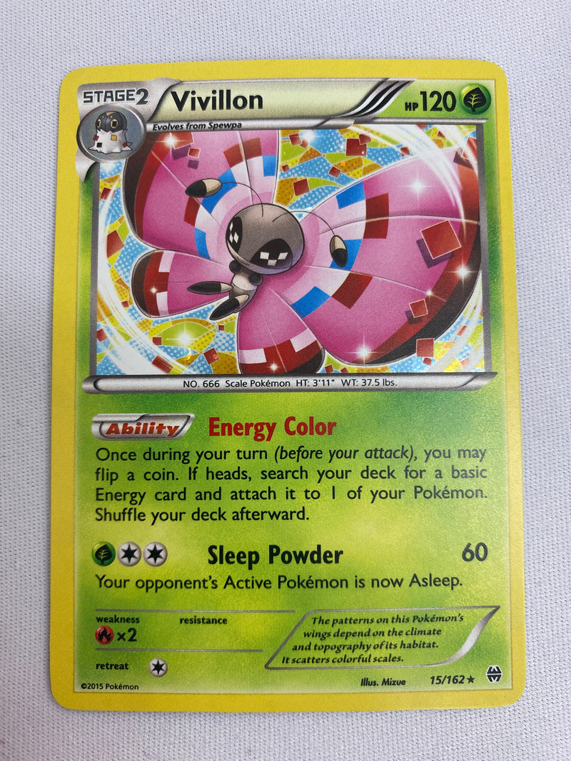 Vivillon  15/162  Holo Rare Pokemon Card NM