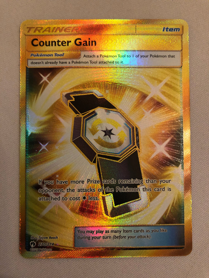 counter gain pokemon card Counter Gain 230/214 Lost Thunder Gold Holo Pokemon Card Near Mint