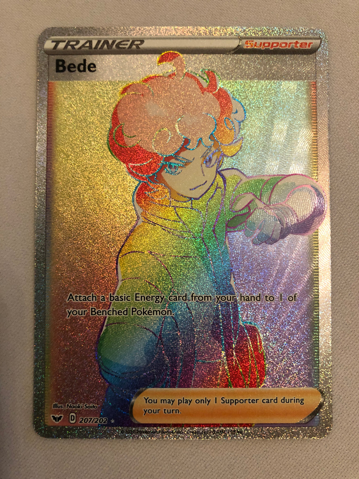 bede pokemon card price 207/202 Secret Rainbow Rare Full Art Near Mint Attach a Basic Energy what price do you Style:Emerald & Ruby Japanese Booster