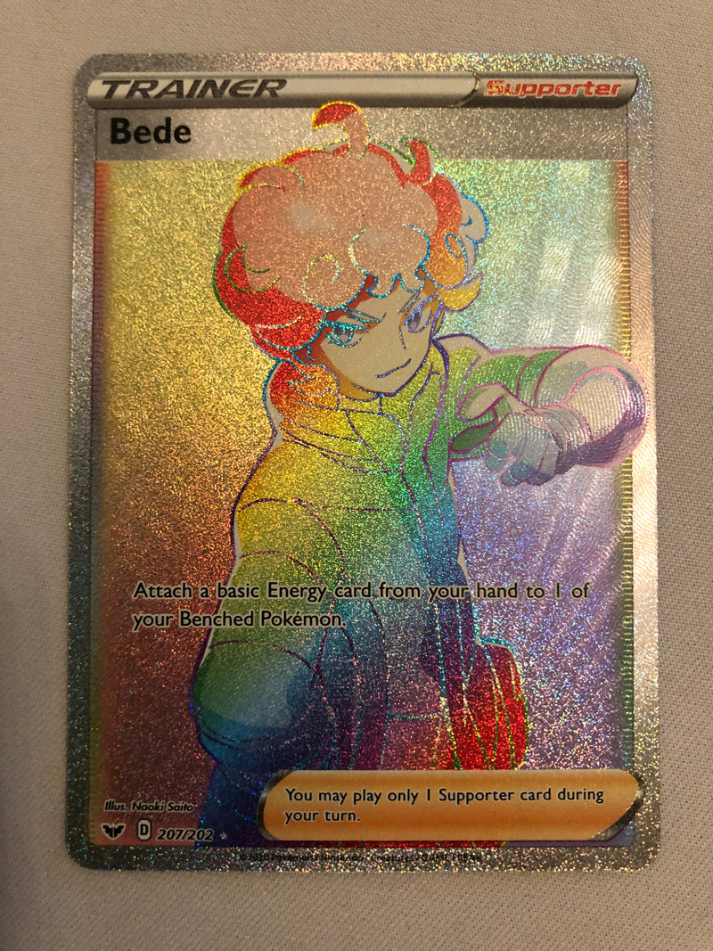 Bede 207/202 Secret Rainbow Rare Full Art Pokemon Card Near Mint Bede 207/202 Secret Rainbow Rare Full Art Pokemon Card Near Mint