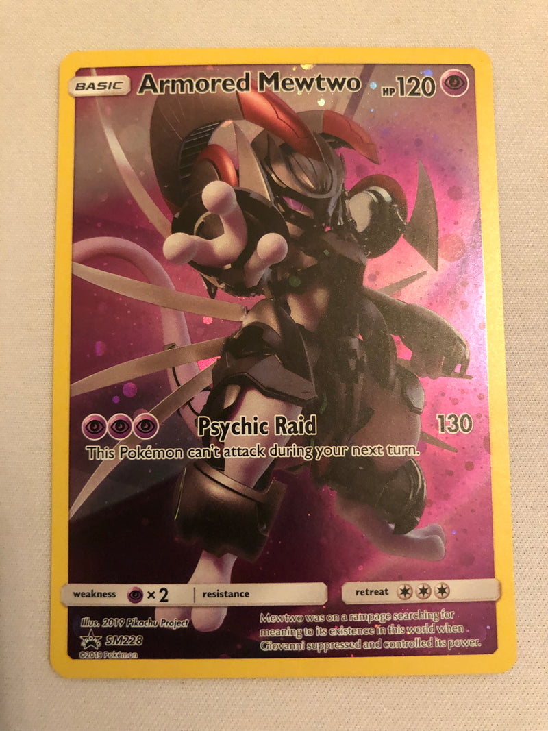Armored Mewtwo SM228 Holo Rare Black Star Promo Pokemon Card Near Mint