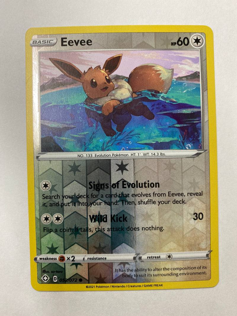 Eevee 052/072 Reverse Holo Shining Fates Pokemon Card Near Mint