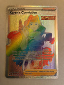 Karen's Conviction 216/198 Rainbow Secret Rare Pokemon Card Near Mint