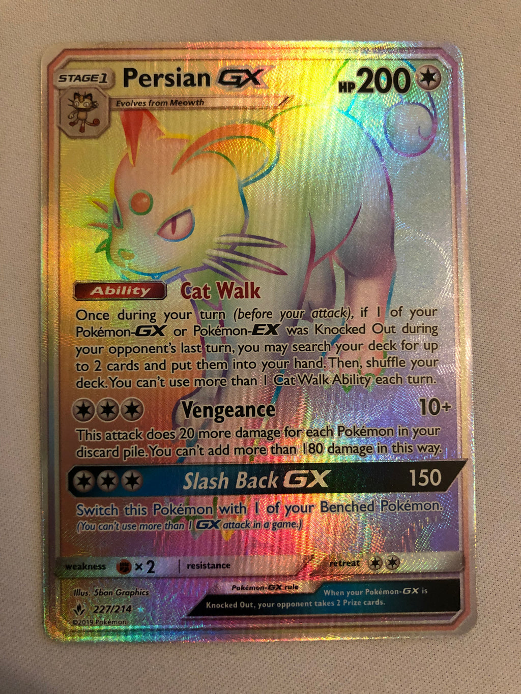 persian pokemon card price Persian GX 227/214 Unbroken Bonds Rainbow Rare Pokemon Card Near Mint