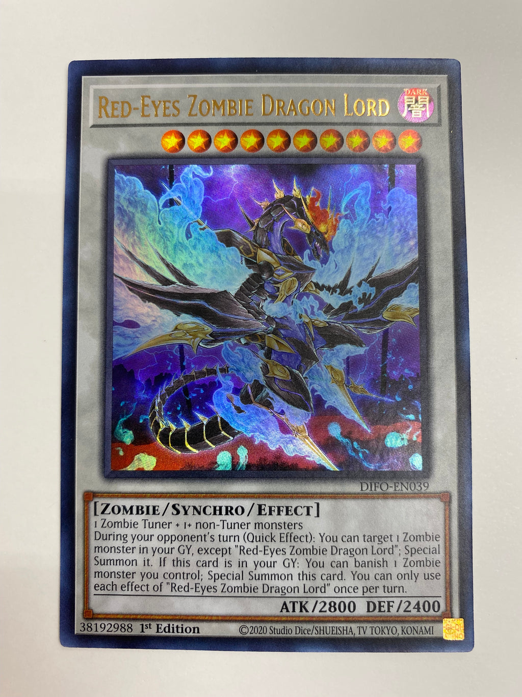 yugioh card red eyes zombie dragon Yugioh Red-Eyes Zombie Dragon Lord DIFO-EN039 Ultra Rare 1st Edition N