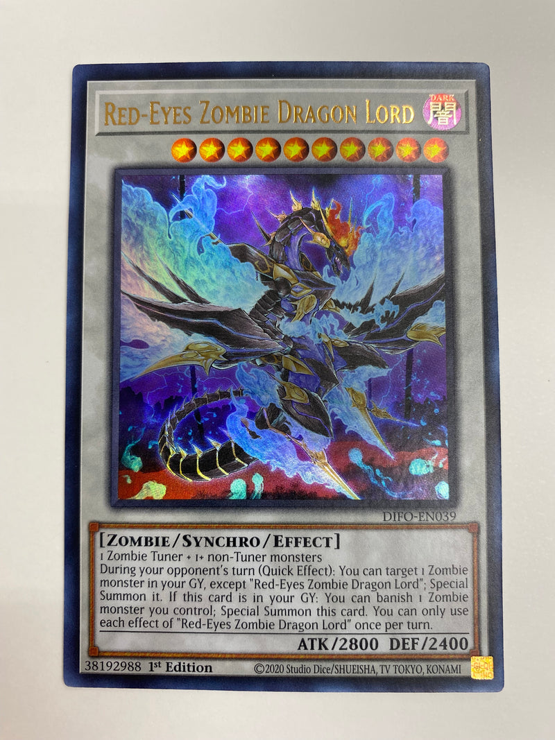 lord of the red yugioh card Yugioh Red-Eyes Zombie Dragon Lord DIFO-EN039 Ultra Rare 1st Edition N