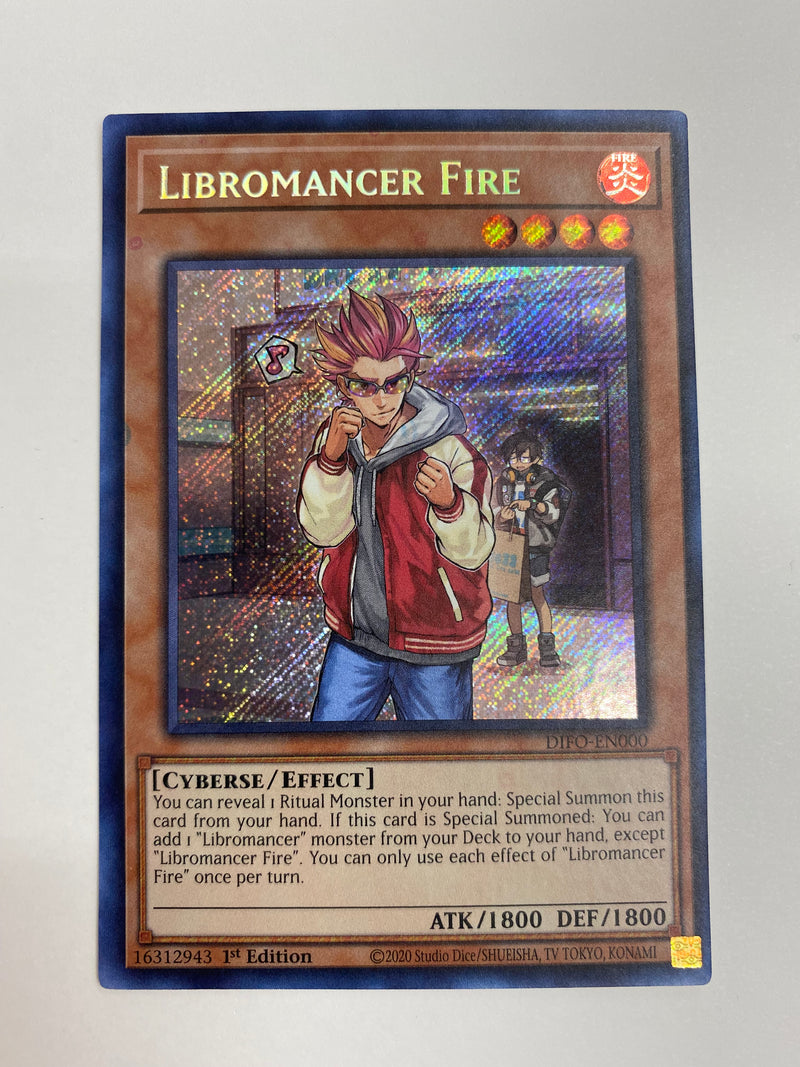 Yugioh Libromancer Fire  DIFO-EN000 Secret Rare 1st Edition Near Mint