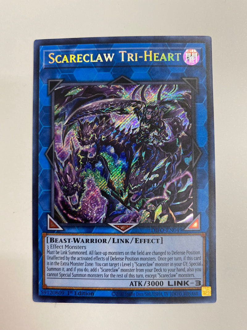 Yugioh Scareclaw Tri-Heart DIFO-EN049 Secret Rare 1st Edition Naer Mint