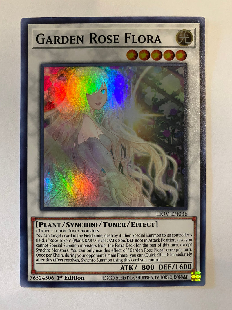 Yugioh Garden Rose Flora  LIOV-EN036  Super Rare 1st Edition Near Mint