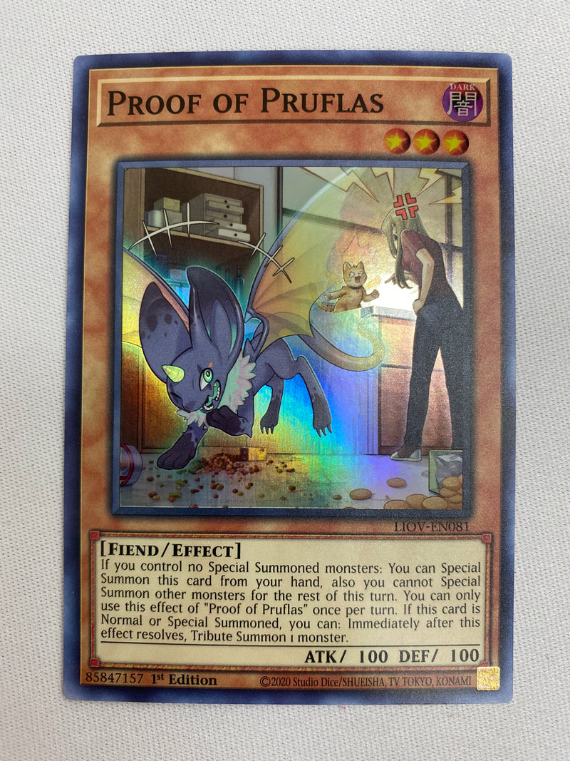Yugioh Proof of Pruflas  LIOV-EN081  Super Rare 1st Edition Near Mint