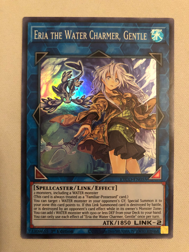 Yugioh Eria the Water Charmer, Gentle ETCO-EN055 Super Rare 1st Edition Near Mint