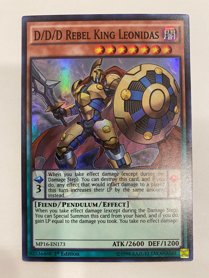 Yugioh D/D/D Rebel King Leonidas MP16-EN173 Super Rare 1st Edition NM