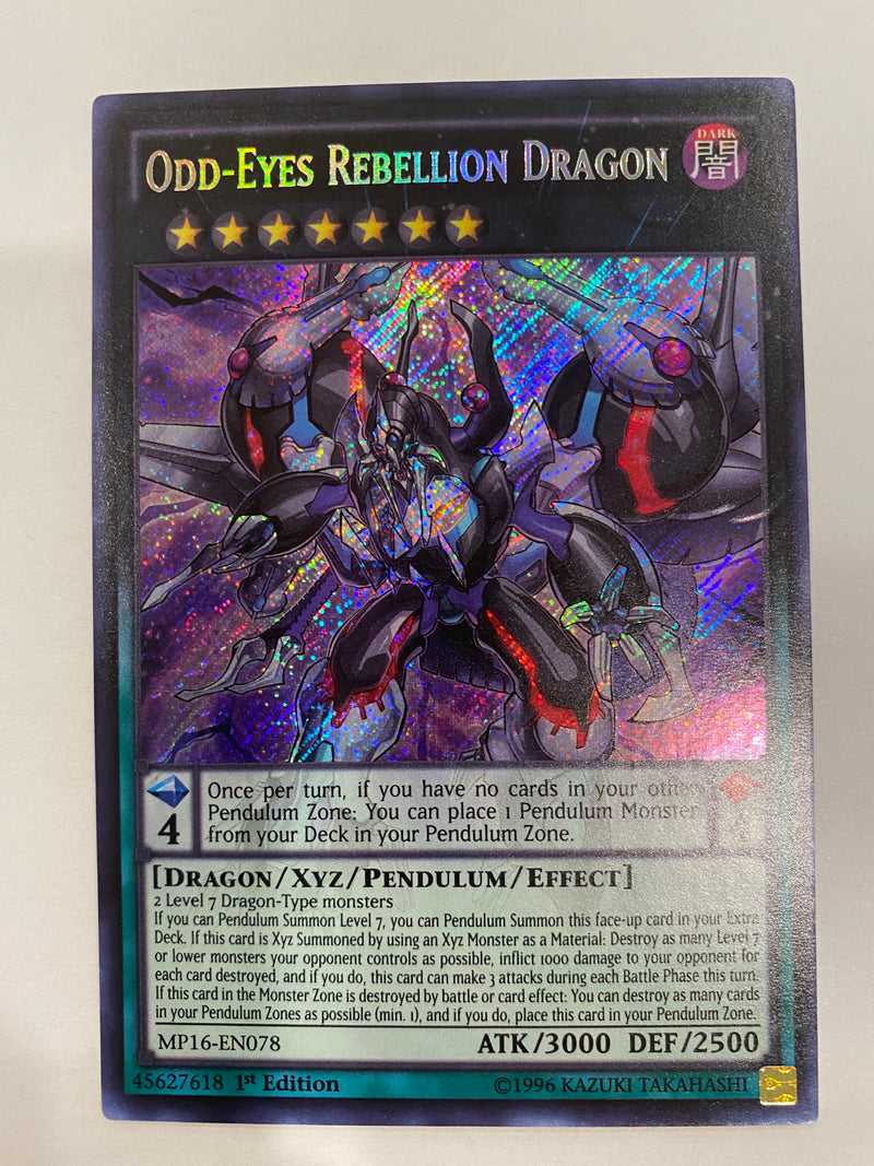 Yugioh Odd-Eyes Rebellion Dragon  MP16-EN078 Secret Rare 1st Edition Near Mint