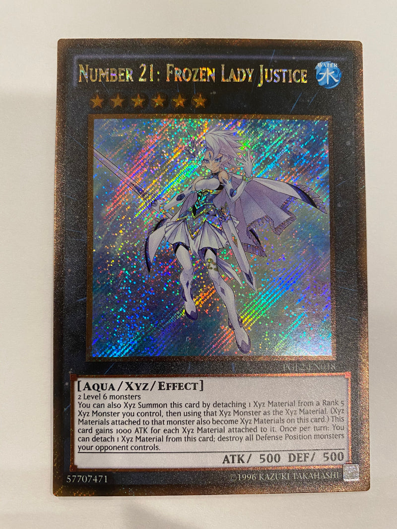 Yugioh Number 21: Frozen Lady Justice PGL2-EN018 Gold Secret Rare NM