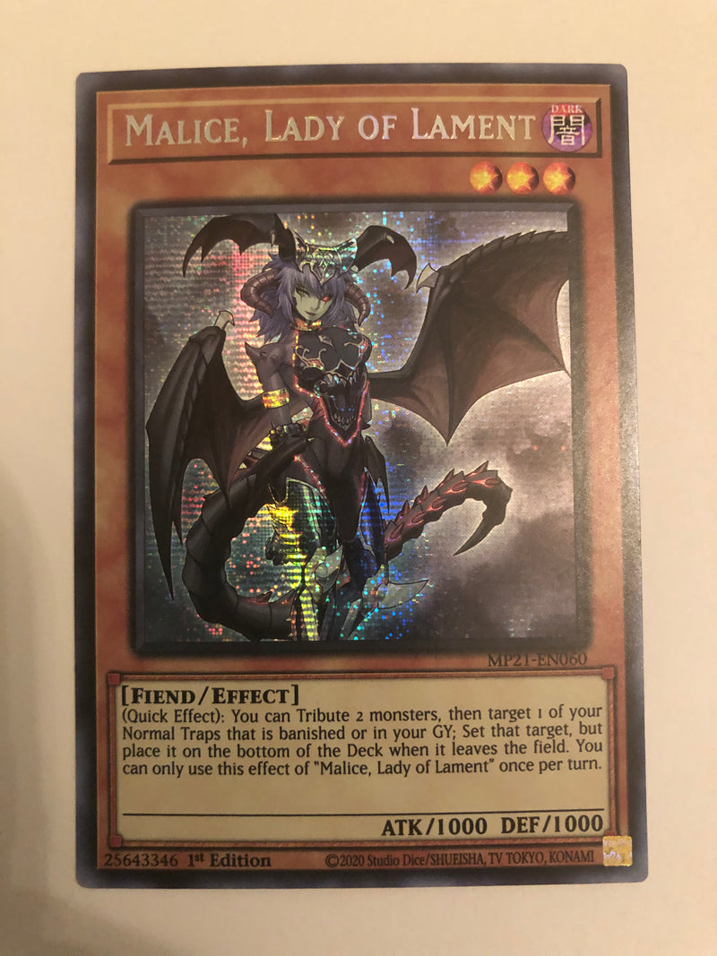 Yugioh Malice, Lady of Lament MP21-EN060 Prismatic Secret Rare Near Mi Yugioh Malice, Lady of Lament MP21-EN060 Prismatic Secret Rare Near Mi