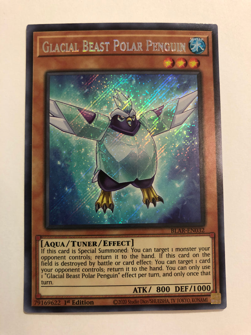 Yugioh Glacial Beast Polar Penguin BLAR-EN032 Secret Rare 1st Edition NM