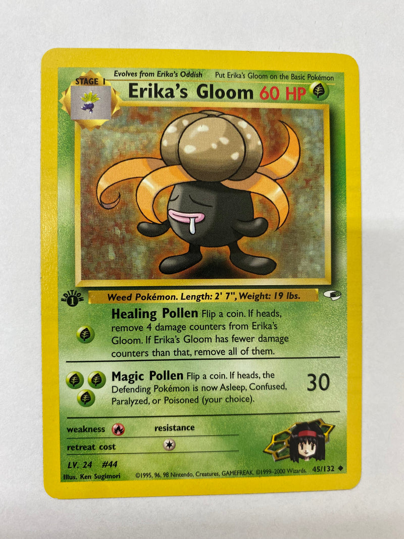 Erika’s Gloom 45/132 Uncommon Gym Heroes 1st Edition Pokemon Card NM