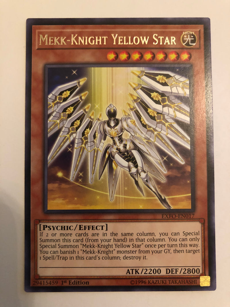Yugioh Mekk-Knight Yellow Star EXFO-EN017 Rare 1st Edition Near Mint