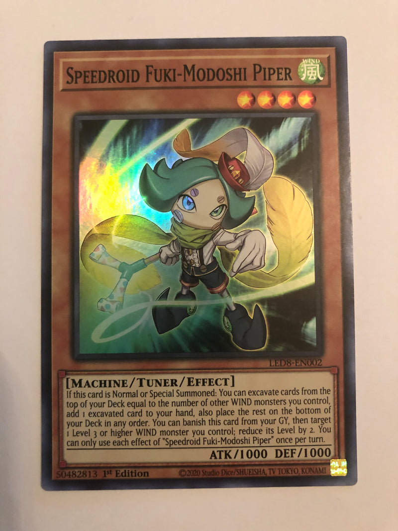 Yugioh Speedroid Fuki-Modoshi Piper LED8-EN002 Super Rare 1st Edition Yugioh Speedroid Fuki-Modoshi Piper LED8-EN002 Super Rare 1st Edition