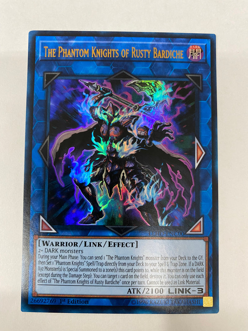 Yugioh  The Phantom Knights of Rusty Bardiche LEHD-ENC00 Ultra Rare 1st Edition NM