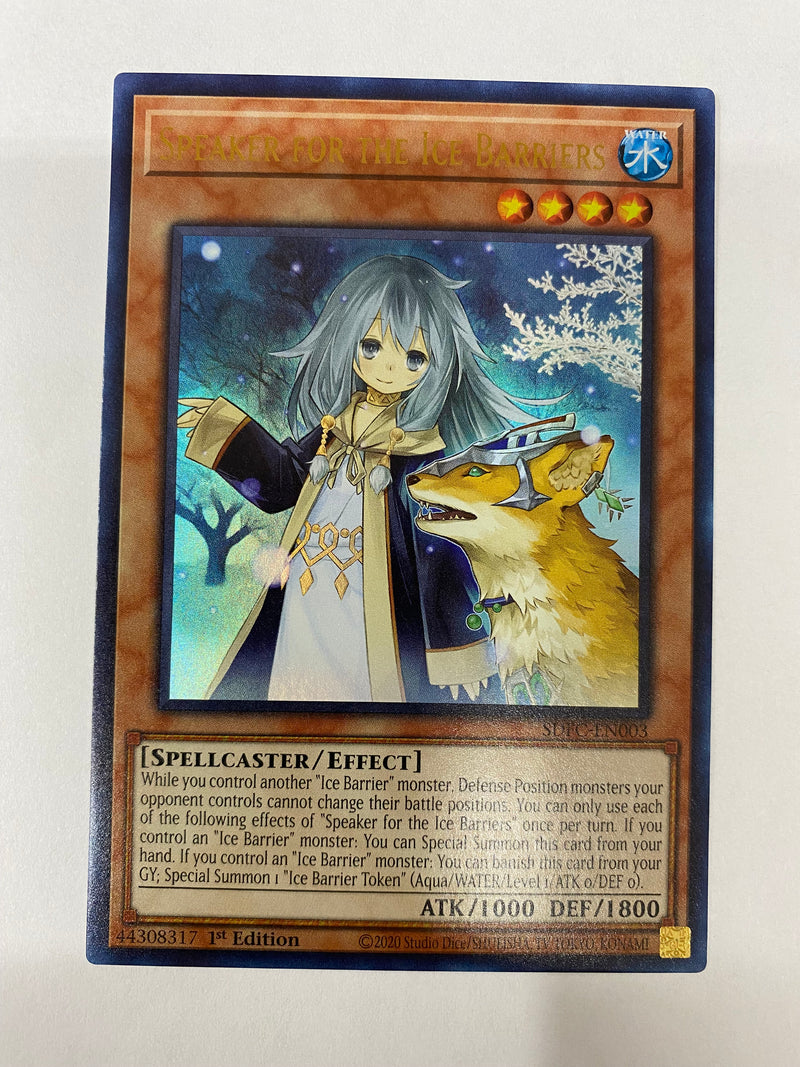 Yugioh Speaker for the Ice Barriers  SDFC-EN003  Ultra Rare  1st Edition Near Mint