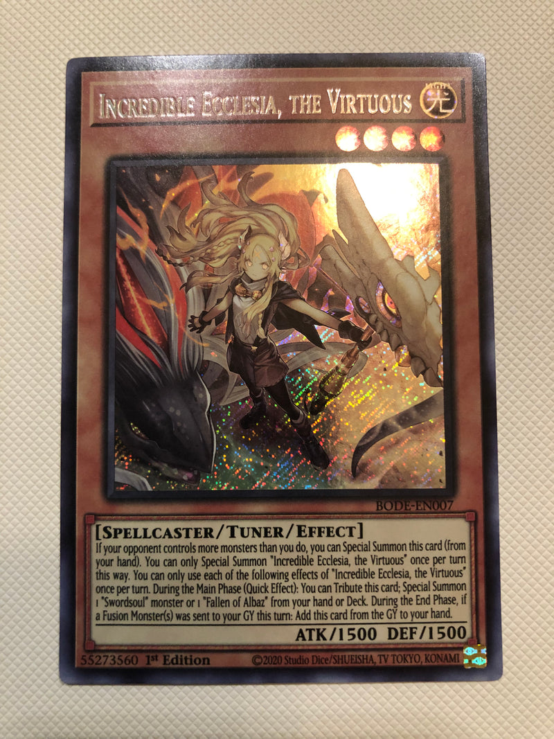Yugioh Incredible Ecclesia, the Virtuous BODE-EN007 Secret Rare 1st Edition NM