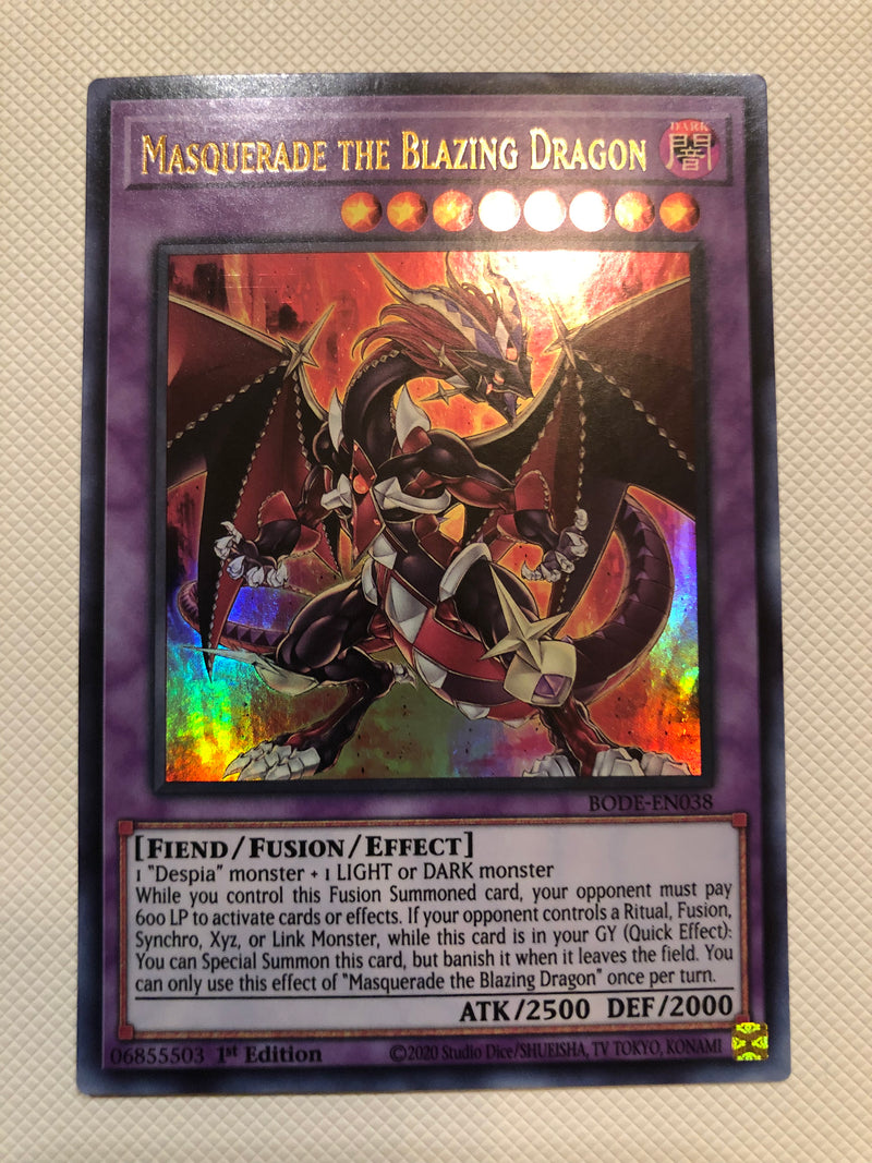 Yugioh Masquerade The Blazing Dragon BODE-EN038 Ultra Rare 1st Edition NM