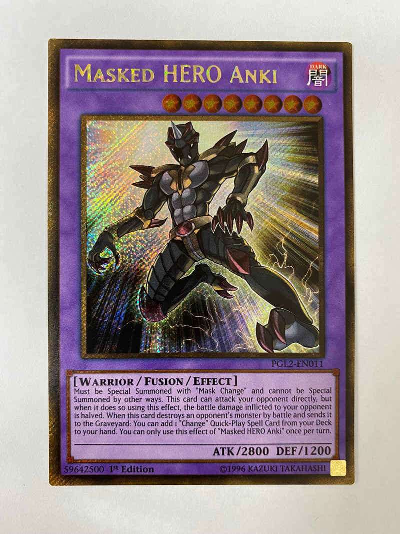 Yugioh Masked HERO Anki PGL2-EN011 Gold Secret Rare 1st Edition NM