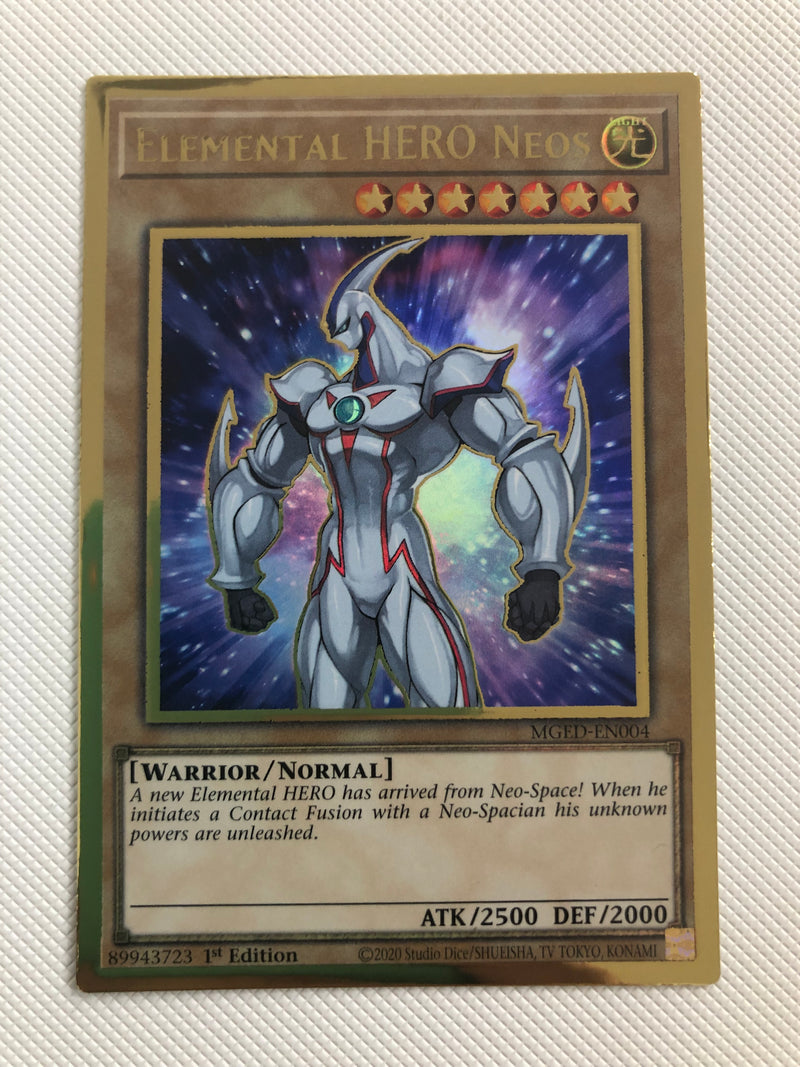 Yugioh Elemental Hero NEOS MGED-EN004 Gold Rare 1st Edition Near Mint
