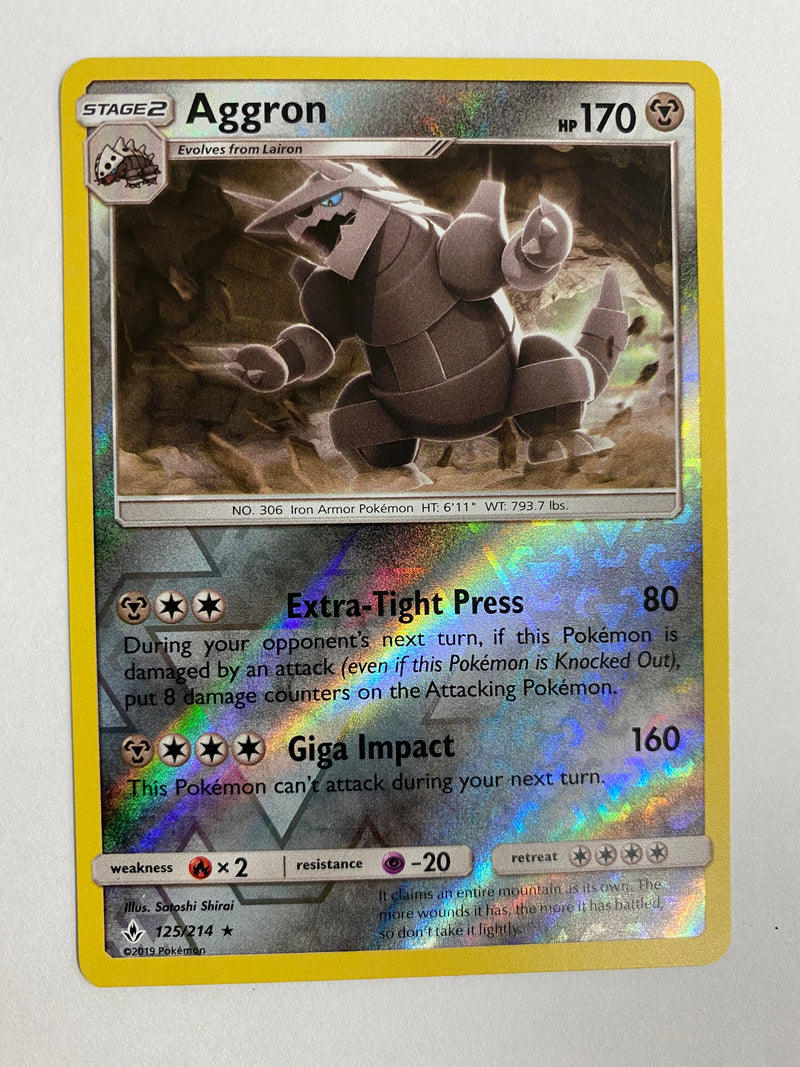 aggron v pokemon card Aggron 125/214 Rare Reverse Holo Pokemon Card TCG NM