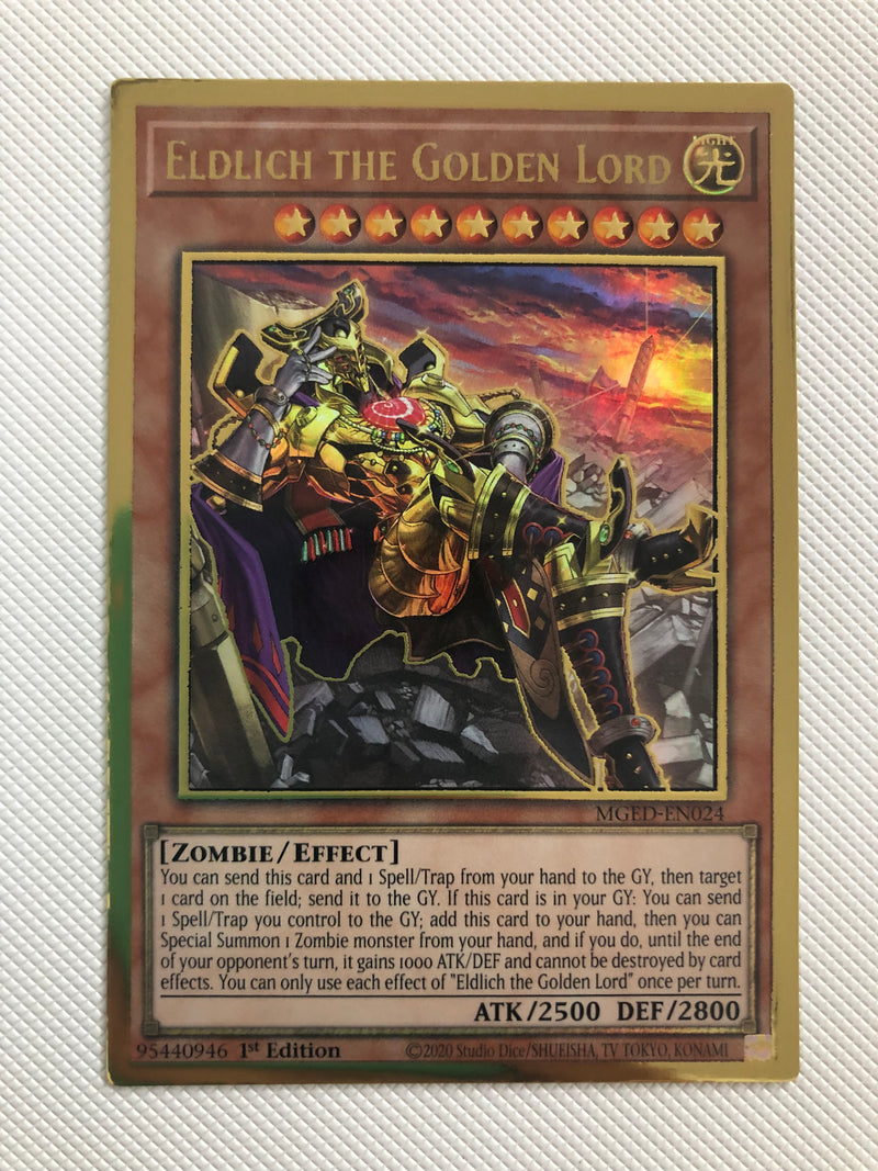 Yugioh Eldlich The Golden Lord MGED-EN024 Eldlich The Golden Lord Gold Rare MGED-EN024 Alt Art 1st Edition NM