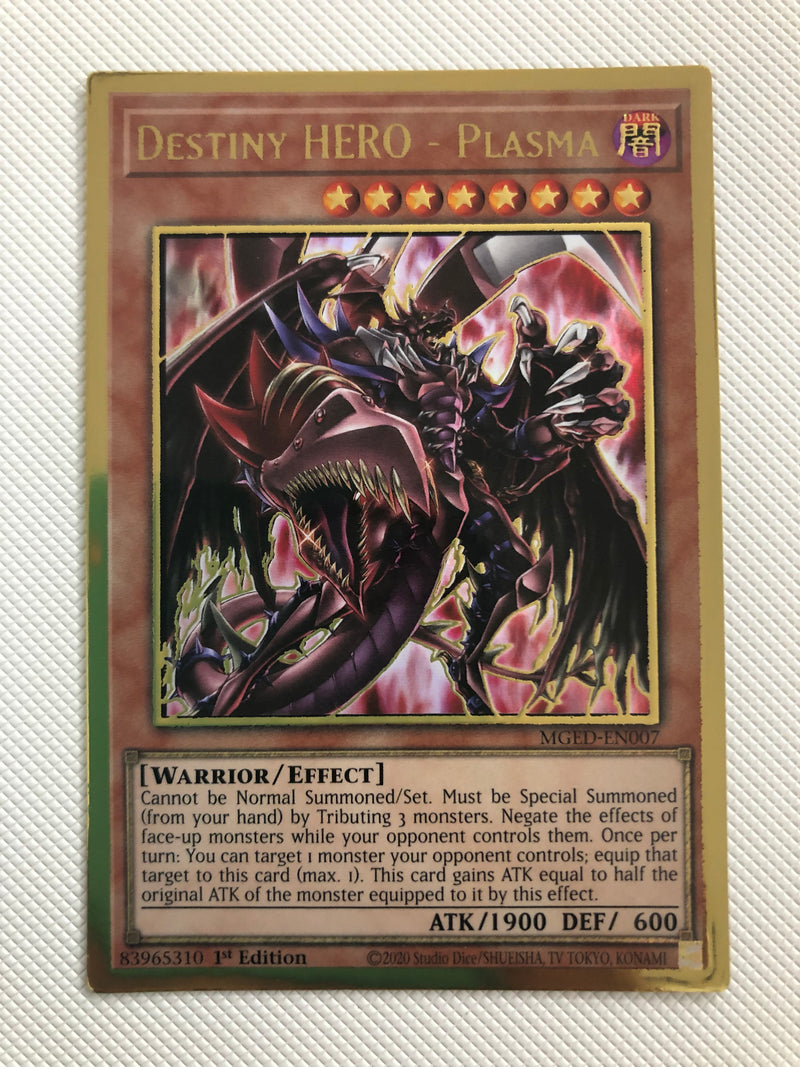 Yugioh Destiny HERO - Plasma MGED-EN007 Gold Rare 1st Edition NM