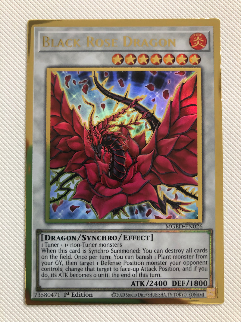 Yugioh Black Rose Dragon MGED-EN026 1st Edition Gold Rare NM