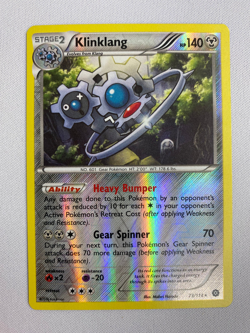 Klinklang 73/114 Steam Siege Reverse Holo Rare Pokemon Card NM Klinklang 73/114 Steam Siege Reverse Holo Rare Pokemon Card NM