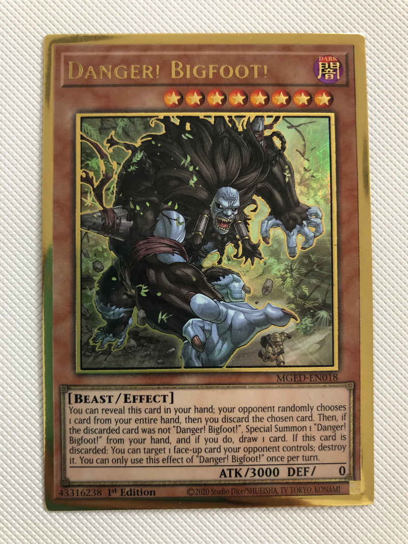 Yugioh Danger! Bigfoot! MGED-EN018 Gold Rare 1st Edition Near Mint