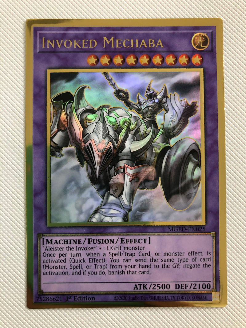 Yugioh Invoked Mechaba MGED-EN025 Gold Rare 1st Edition NM