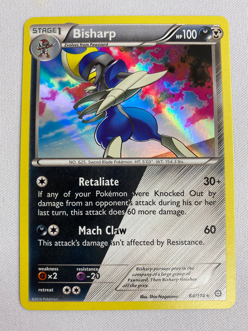 Bisharp 64/114 Holo Rare Steam Siege Pokemon Card NM Bisharp 64/114 Holo Rare Steam Siege Pokemon Card NM