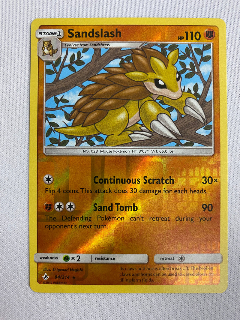 Sandslash  84/214 Reverse Holo Pokemon Card SM10 Unbroken Bonds NM