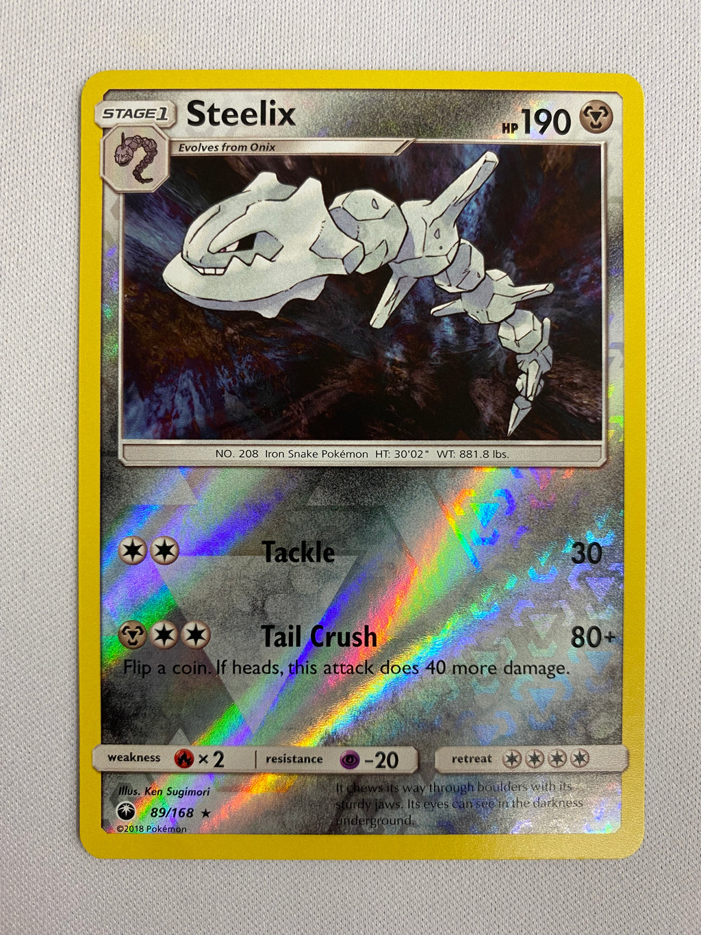 Steelix 89/168 Reverse Holo Near Mint Sun & Moon Pokemon Card NM Steelix 89/168 Reverse Holo Near Mint Sun & Moon Pokemon Card NM