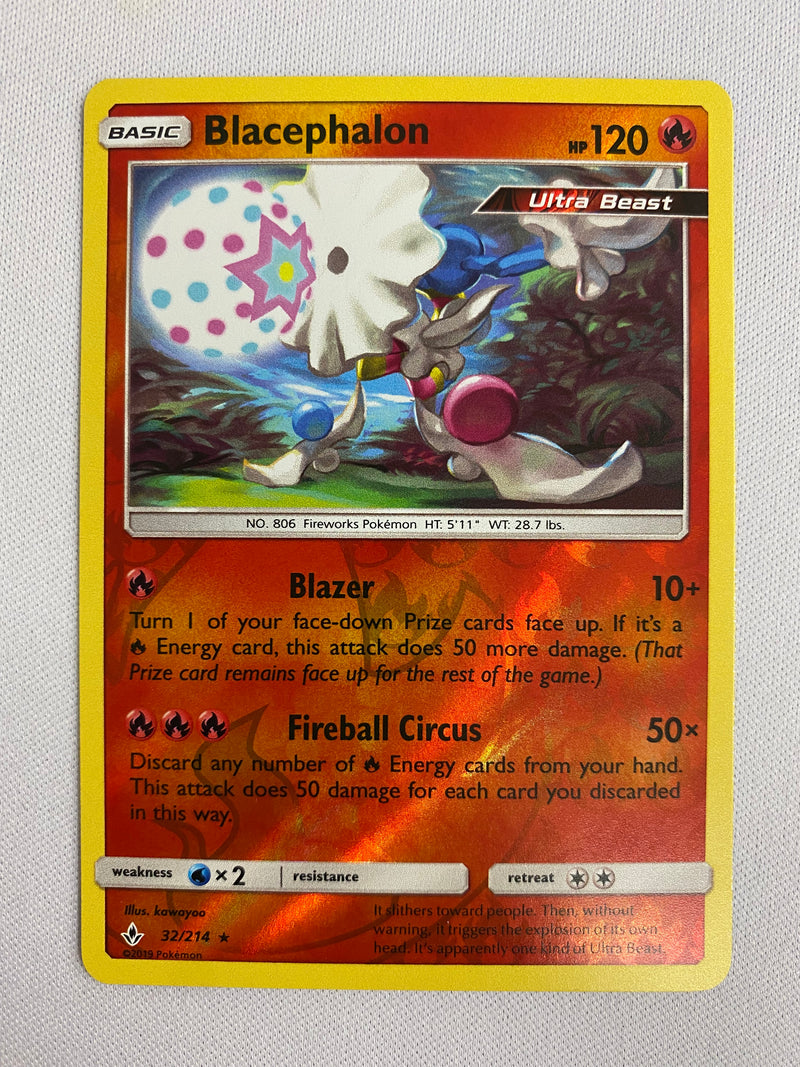Blacephalon 32/214 Unbroken Bonds Reverse Holo Rare Pokemon Card NM Blacephalon 32/214 Unbroken Bonds Reverse Holo Rare Pokemon Card NM