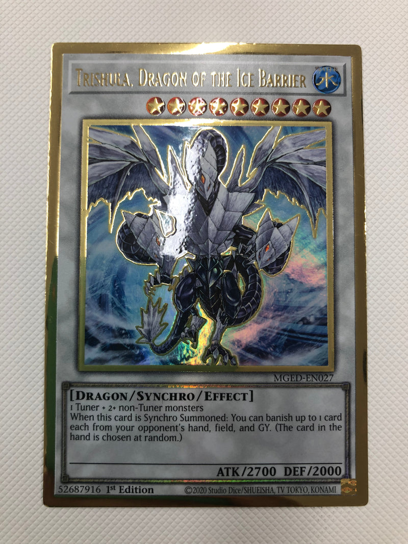 Yugioh Trishula, Dragon of the Ice Barrier MGED-EN027 Gold Rare 1st Ed Yugioh Trishula, Dragon of the Ice Barrier MGED-EN027 Gold Rare 1st Ed