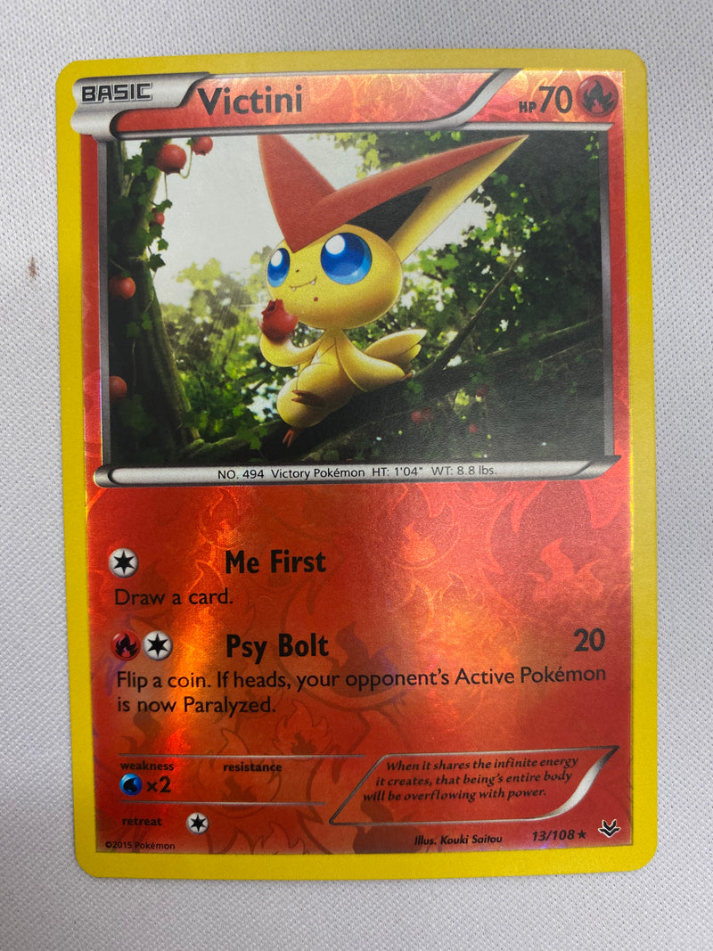 Victini 13/108  Roaring Skies Reverse Holo Rare Pokemon Card NM