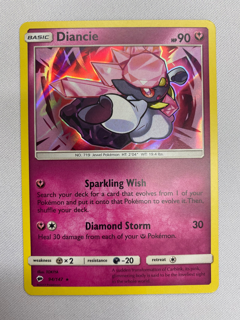 Diancie  94/147 Holo Foil Pokemon Card  Burning Shadows pack NM