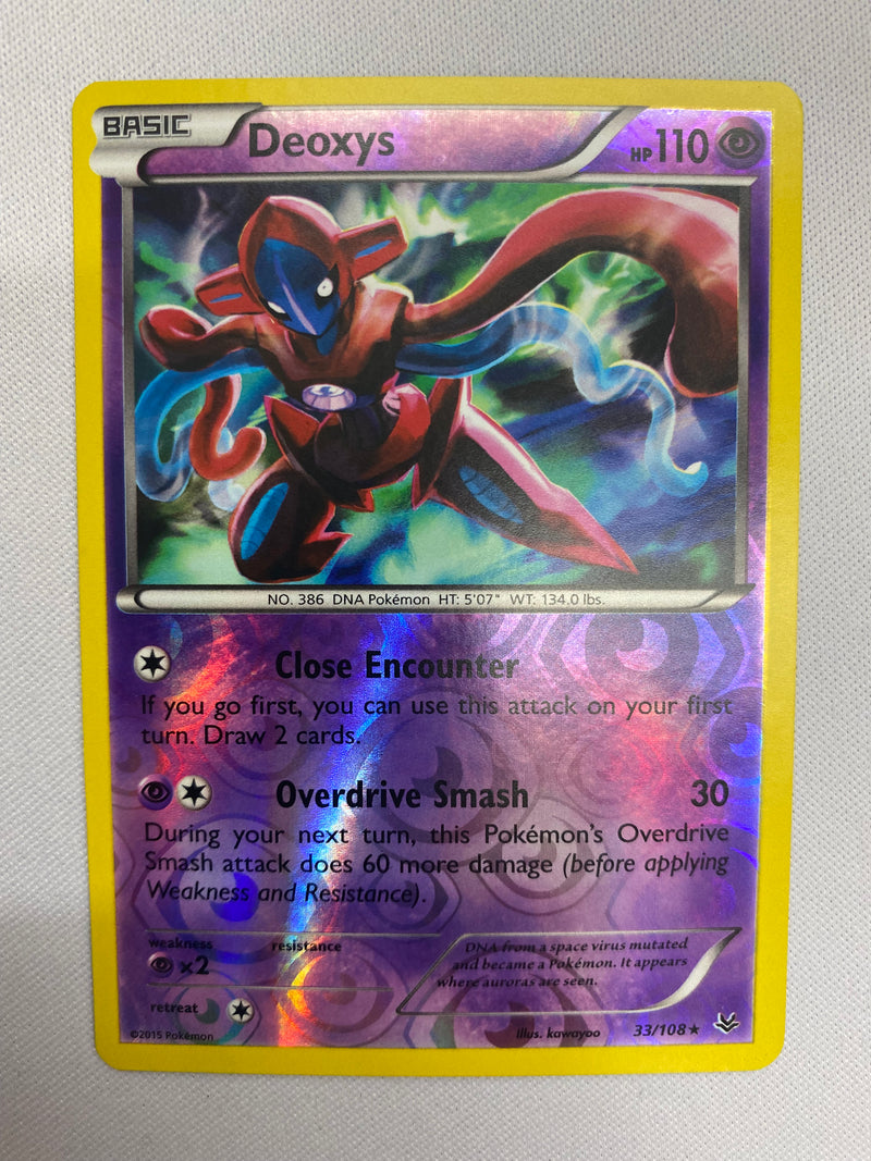 Deoxys  33/108 XY Roaring Skies  Reverse Holo Rare Pokémon Card NM